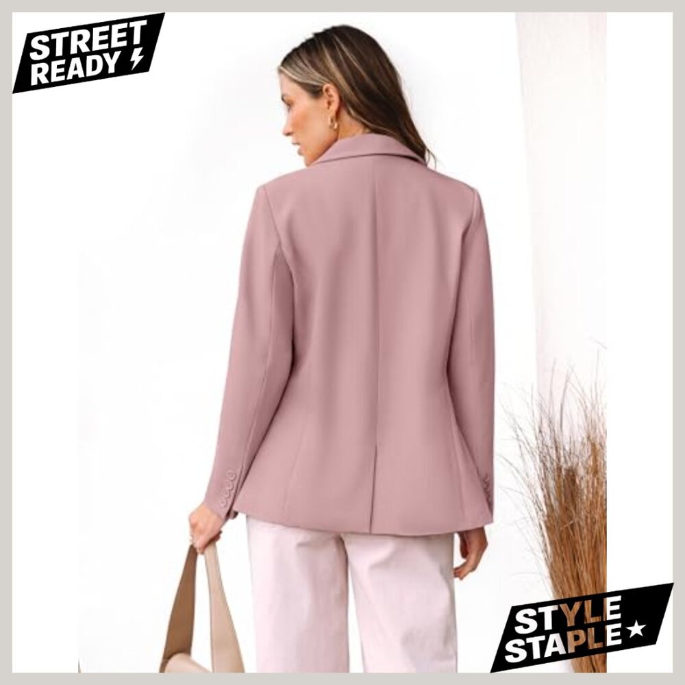 Lightweight Polyester Blazer With Pockets, Notch … - image 3